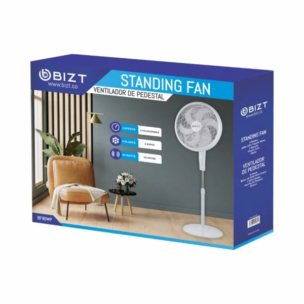 Ventilador de pedestal Bizt BF90WP Blanco caja